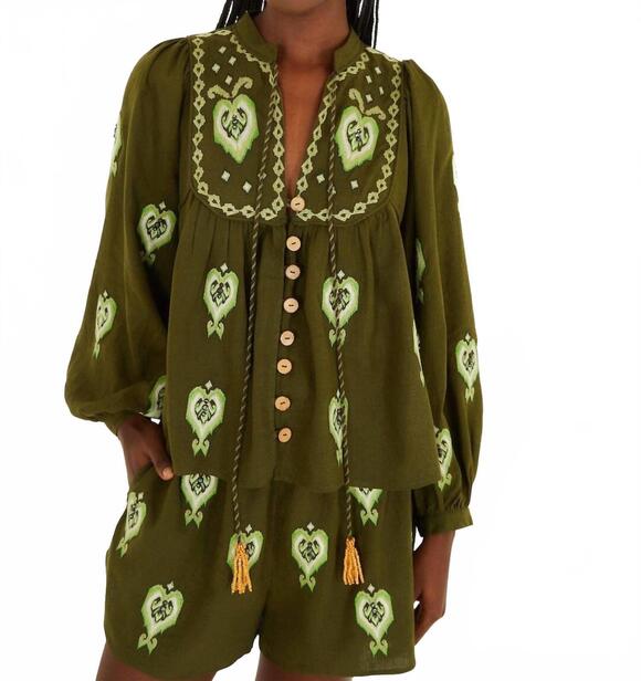FARM RIO Tops - NEW FARM RIO embroidered blouse in green